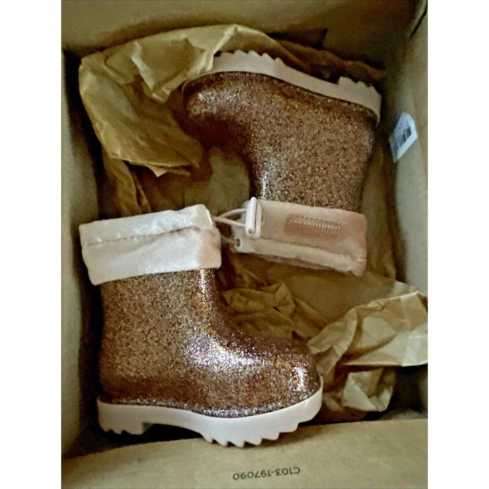 Mini Melissa toddler Girls Rose Gold PINK PVC‎ Rain Boots Size 5 NEW box